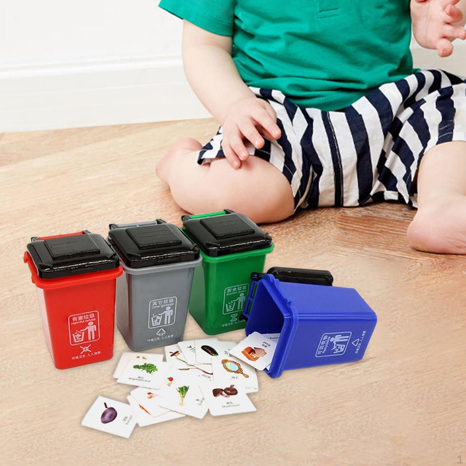 

Экологичный обучающий набор игрушек для детей - 4 мини-контейнера для переработки отходов с обучающими карточками Small