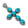 Natural Turquoise Gemstone Pendant 925 Sterling Silver- Handmade Cross Design, Everyday Wear Jewelry, Unique Turquoise Pendant Gifts