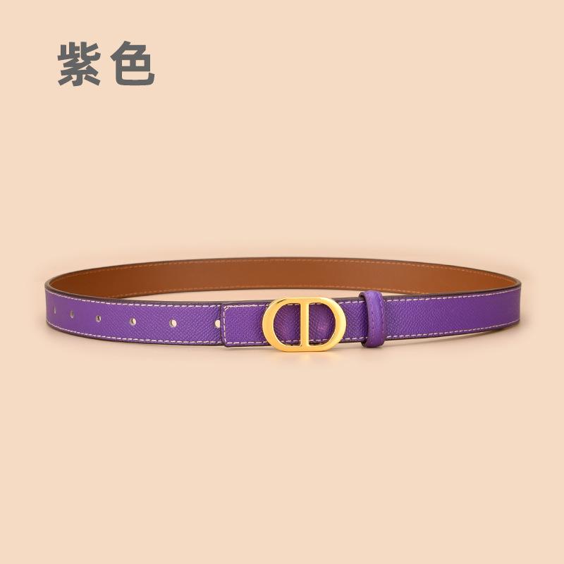 Belt Women'S Leather Thin Belt Decorative Dress Summer Smooth Buckle Waist Skinny Belt