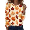 Women's Casual Long Sleeve Blouse with Leaves Print Round Neck Top for Everyday Wear