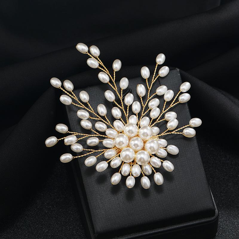 

Niche design pearl fireworks brooch women s light luxury high-end temperament pin coat suit corsage accessories