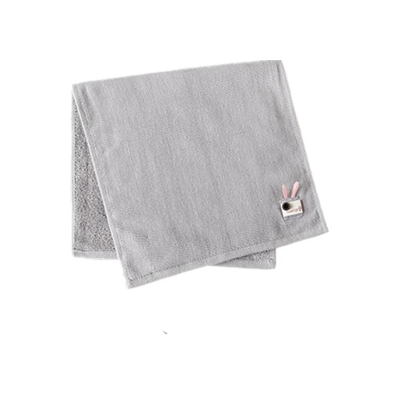 

1Pc 25x50cm Cartoon Animal Applique Solid Color Cotton Gauze Bathroom Water Absorbent Children Hand Face Towel 25x50cm сірий колір