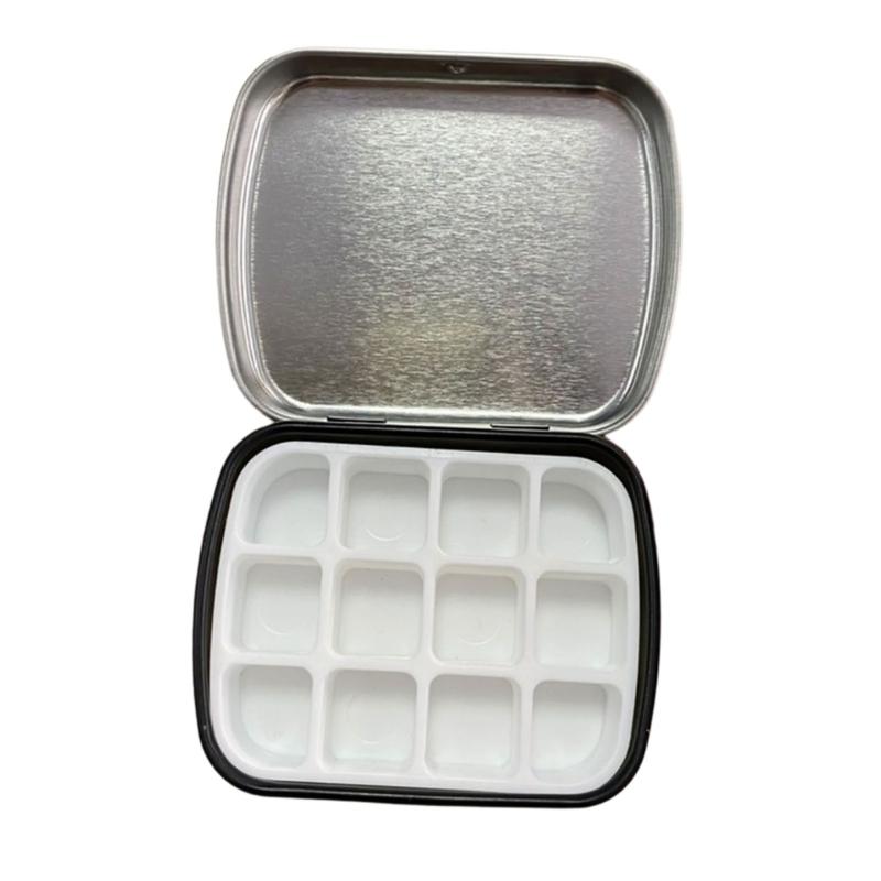Watercolor Paint Palette Box 12 Well Travel Paint Case Paint Metal Paint Storage Box Leakproof Lid for Artist Student