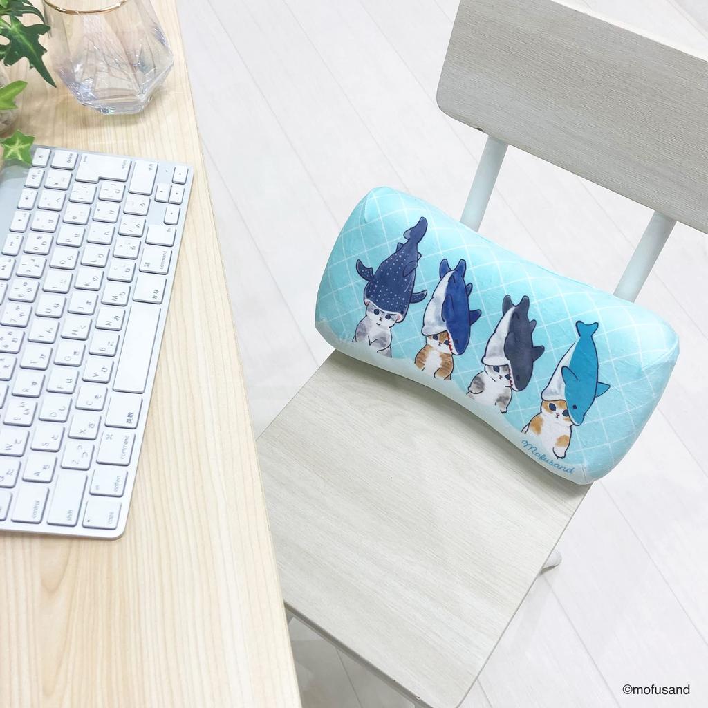 MORIPiLO Morishita Memory Foam Pillow Mofusand Shark Nyan 15x30cm Waist Support Back Support Stuffed Toy Cushion mofusand Blue 4621067