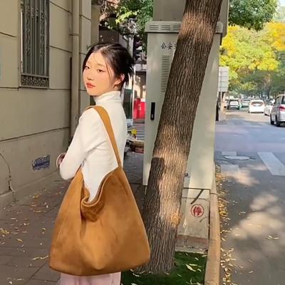 Große Umhängetasche für Damen, stilvolle trendige Tasche aus Tweed-Stoff, modische All-Match-Tasche für den täglichen Gebrauch, einfarbige Handtasche
