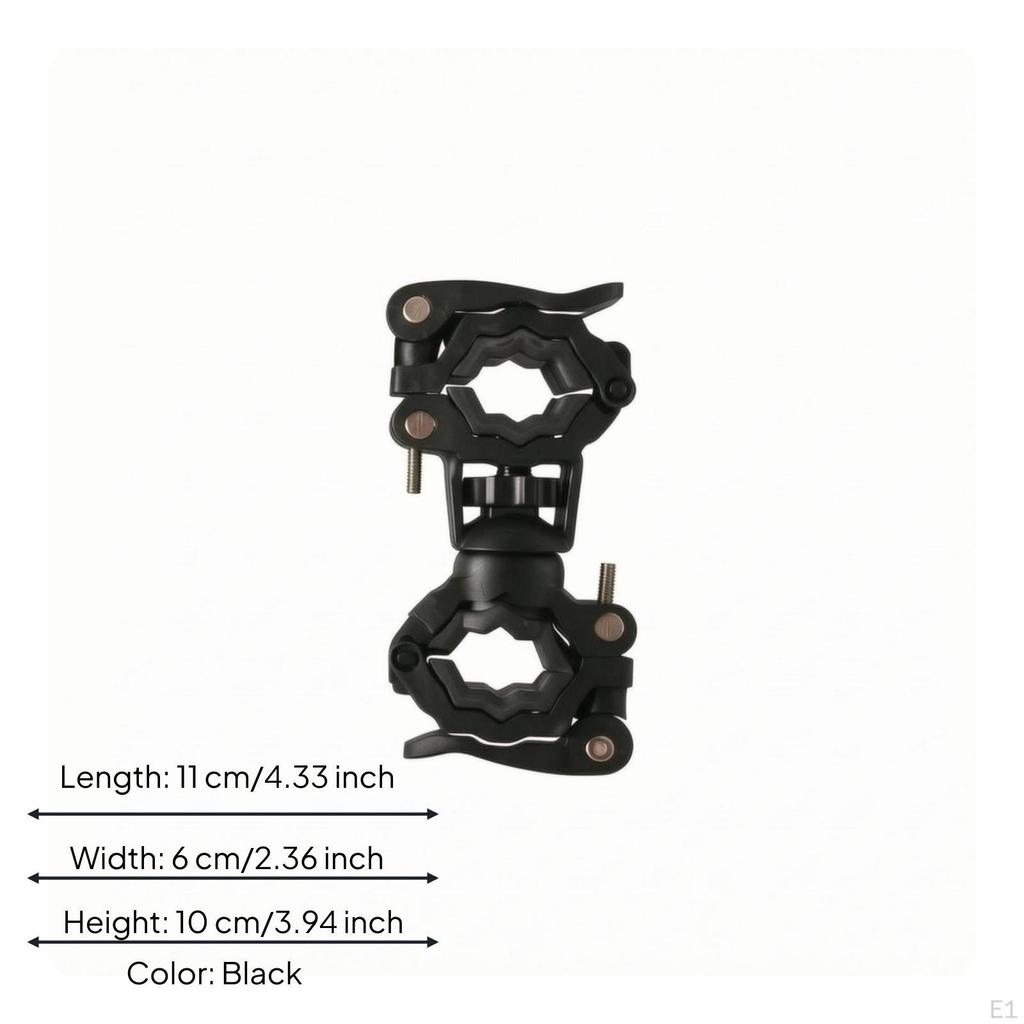 Cycle Light Mount Clamp ScrewTightened Adjustable TwoWheeled Vehicle Bracket Hinged Flashlight