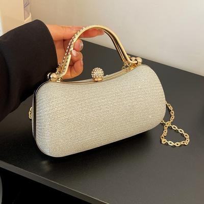 1 buc Geantă de lux tip clutch crossbody pentru femei cu curea lanț detașabilă și închidere cu fermoar - Geantă de mână elegantă de seară pentru nunți, poșetă fantezistă