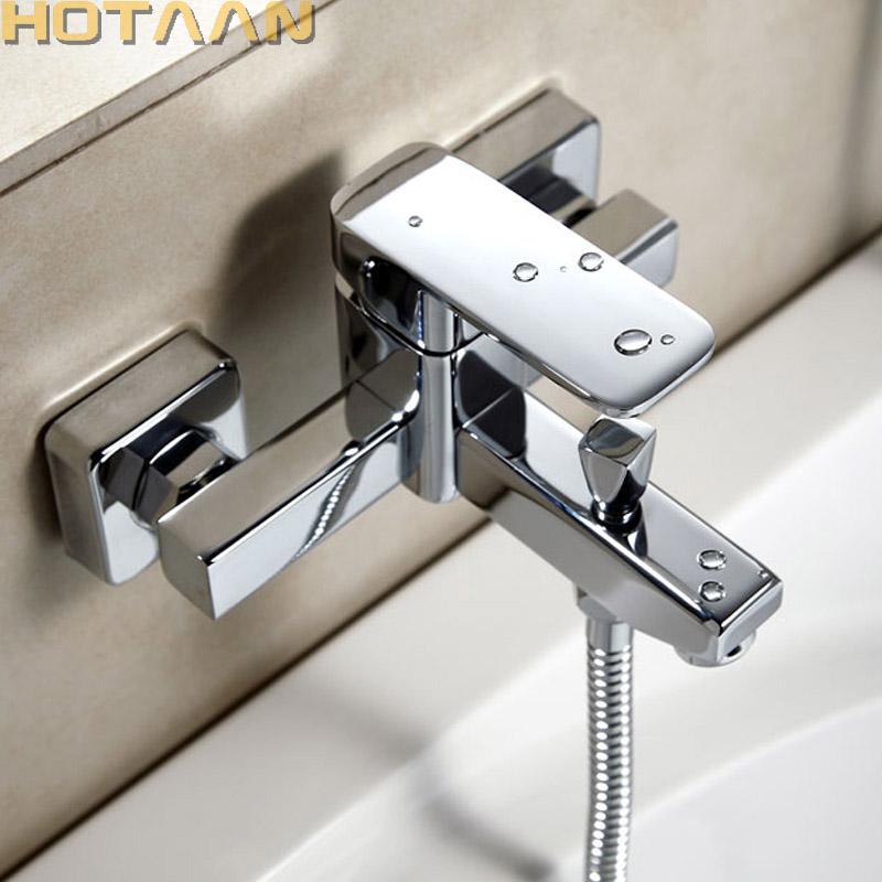 . Polished Chrome Finish New Wall Mounted Waterfall Bathroom Bathtub Handheld Shower Tap Mixer Faucet  YT-5326