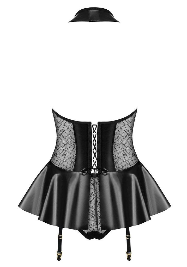 European & American Black Patent Leather Zipper Skirt Set - Sexy Style, September Collection