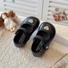 British Style Korean Little Girls Rhinestone Heart Princess Soft Sole Leather Shoes