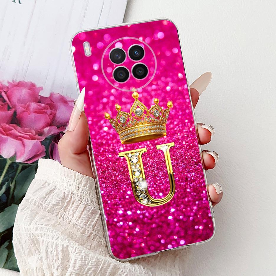 For Huawei Nova 8i Case Honor 50 Lite New Crown Letters Cover Clear Silicone Soft Slim Phone Case For Honor 50 Lite Nova8i Shell
