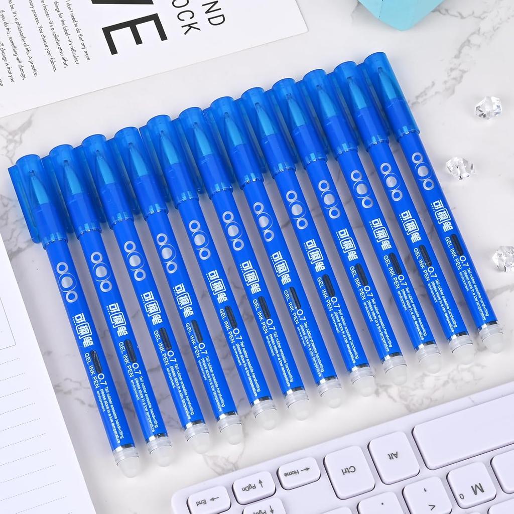 Temiary 12Pcs Erasable Gel Pens, Fine Point 0.7mm Gel Pen Make Mistakes Disappear, Assorted Color Inks for Completing Sudoku and Crossword Puzzles