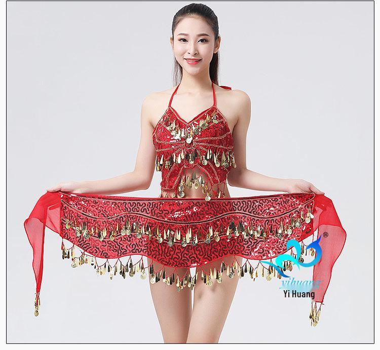 Sequined Hip Scarf with Tassel Coins for Jazz & Belly Dance Performance