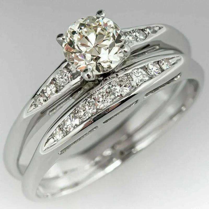 2026 Exquisite Bridal Sets 2Pcs Rings for Women Brilliant Crystal Cubic Zirconia Wedding Temperament Female  New Zircon 7