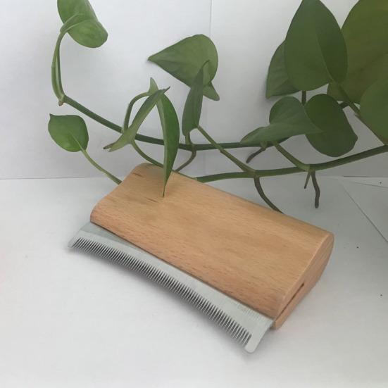 Cat Comb Pet Brush with Stainless Steel Teeth Wooden Handle Louse Comb Grooming Comb Reduce Shedding for Dogs Cats Horses