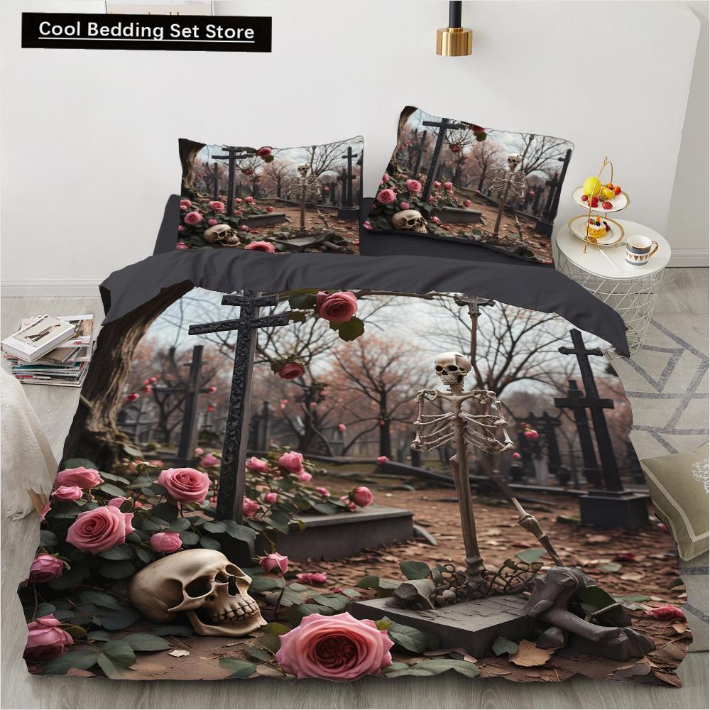 

Skull And Bird Bedding Set Cartoon Comforter Sets Double Queen King Twin Full Size Duvet Cover Set Kids Girls White Bed Linen EU single(135x200cm)