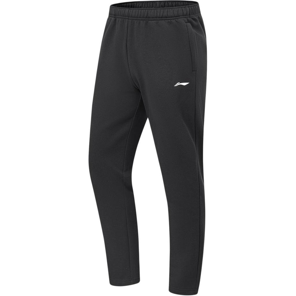 Li Ning Straight Leg Knitted Mid Waist Drawstring Training Pants Men Bottoms Black AKLTE25-1