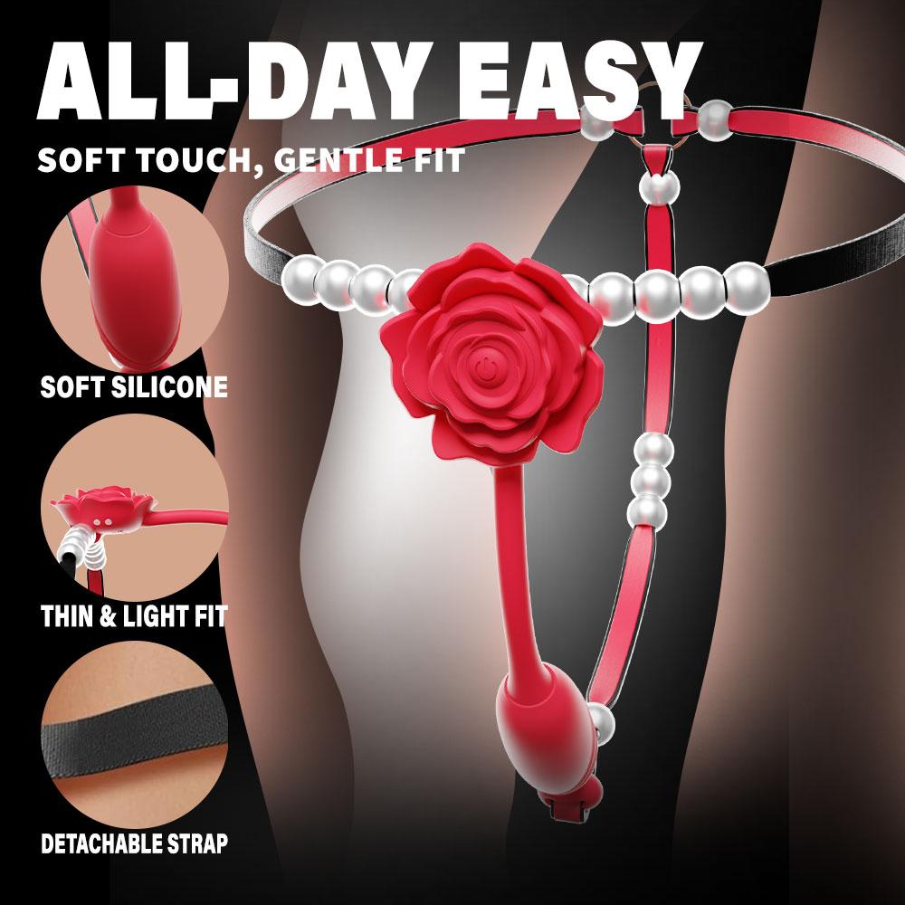 3 In 1 Rose Pearl Wearable Thong Vibrator with App 9 Vibration Modes for G-Spot & Clitoral Stimulation Adult Toy for Women BDSM Female Adult Products