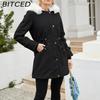 BITCED Autumn/Winter Detachable Fur Collar Women's Parka Long-Sleeved Hooded Cotton Coat Fleece Overcoat