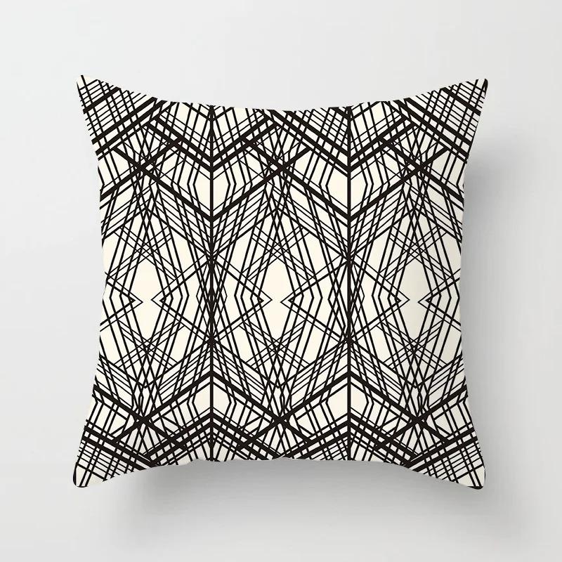 Office Living Room Home Pillowcase Car Ornaments Geometric Black and White Pattern Pillowcase