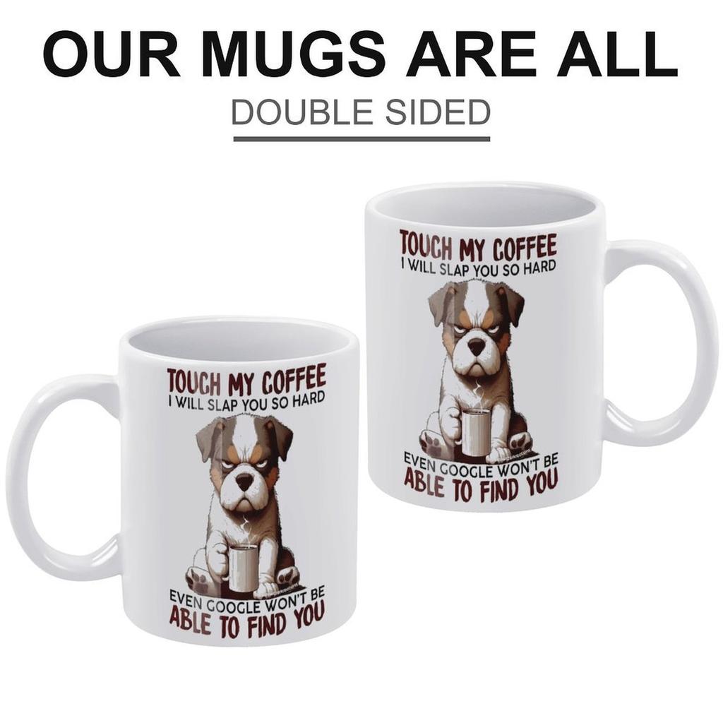 1pc 11oz White Ceramic Coffee Mug, Double-Sided Printed Humor Style, Heat Resistant, Smooth Handle, Great for Work Desk or Kitchen Use