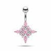 Belly Button Rings Waterproof Butterfly Flower Sparkling Crystal Charm Stainless Steel Navel Barbell for Swimming