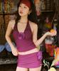 Ninakoseuta Rosette Shirring Swim Skirt_Plum