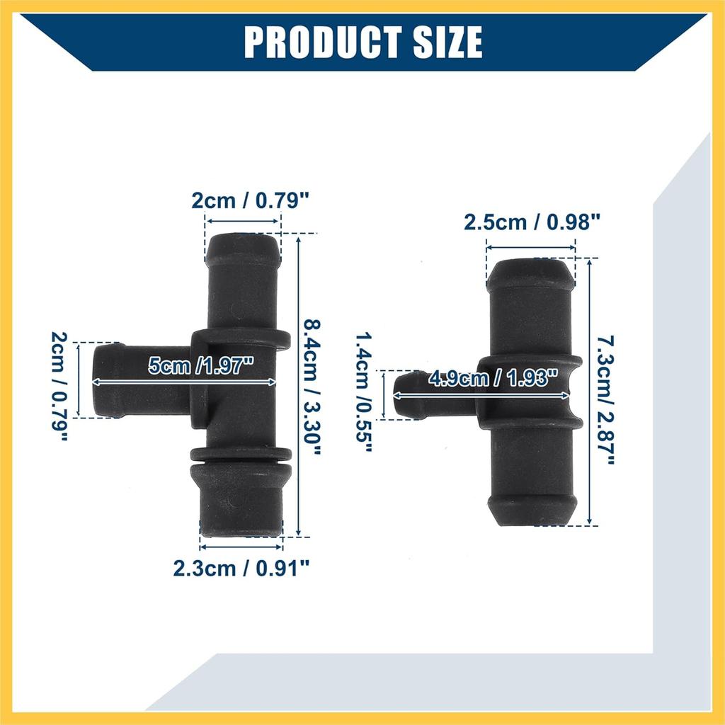 HVAC Heater Hose Tee Connector for Ford Transit Connect 2010-2013 / Heater Pipe Connector/Durable / 1 Set Black Auto Replacement Parts