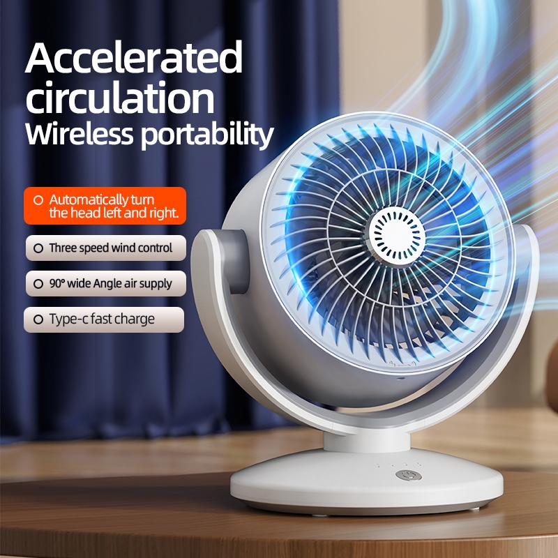 

Desktop Circulating Fan Type-C Fast Charging Air Circulation Fan Mini Table Fan 3 Speed Adjustment Camping Fan Oscillating fan білий