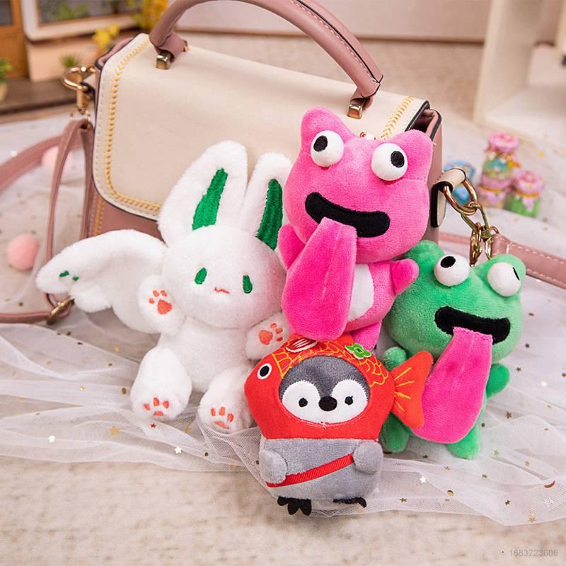 Flying Penguin Rabbit Plush Toy Keyring With Adorable Faces