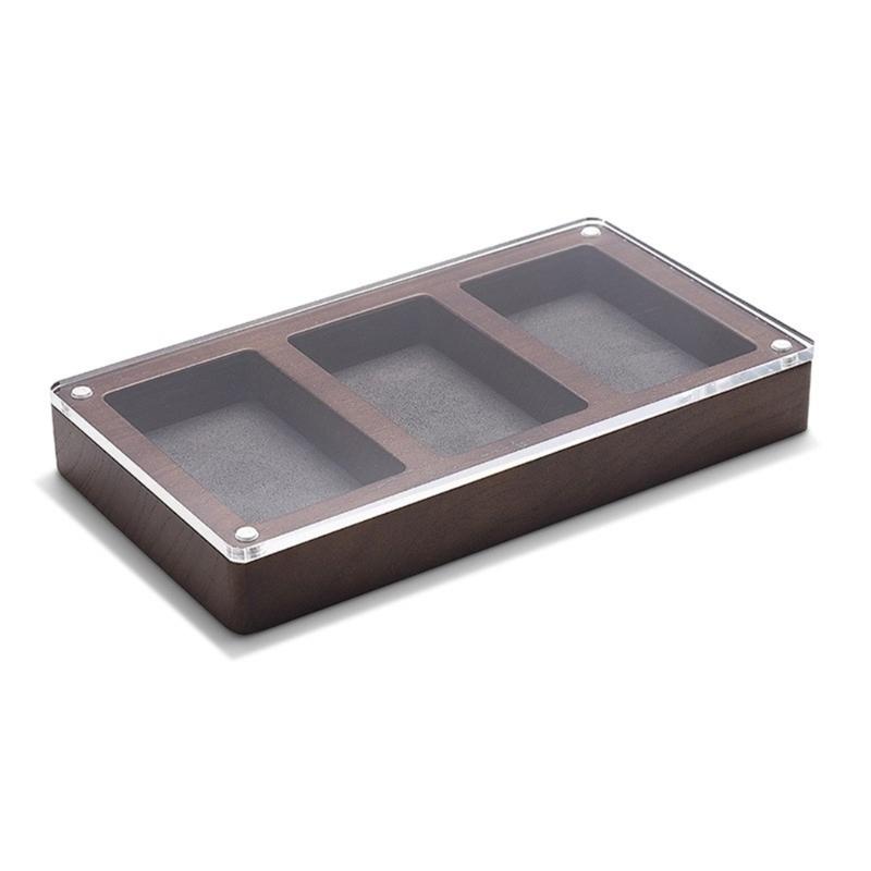 Fashionable Sturdy Wood Jewelry Display Case with Clear Acrylics Lid Portable for Elegant Storage Home Organization