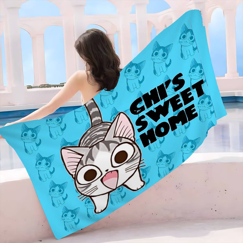 Cat Chis SweetS Home Microfiber Blanket Quick Drying Beach Towels Oversized Printing Super Absorbent Pool Towel Blanket