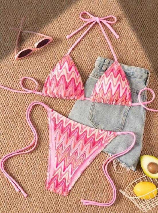 Costume da Bagno da Donna Bikini Set con Laccetti Laterali Schiena Scoperta Costumi da Bagno