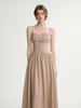 Sinseuden Karokaro-Träger-Maxikleid Beige