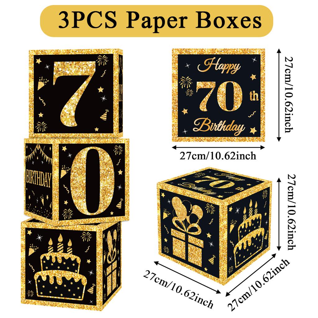 Black Gold Birthday Number Box Happy DIY 0-9 Birthday Party Decoration Kids Adults Birthday Party 18 30 40 50 Anniversary Decor