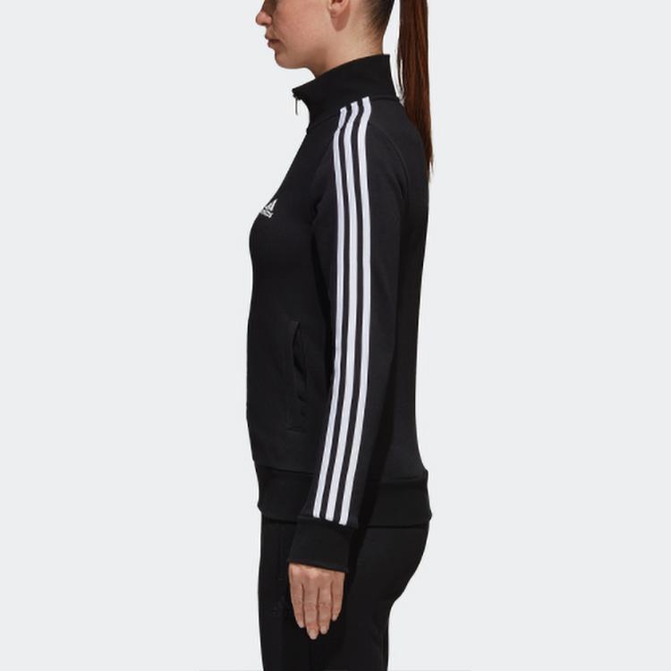 Adidas Vintage Three-Stripe Full-Zip Stand Collar Sports Jacket Women Jacket Black S97427