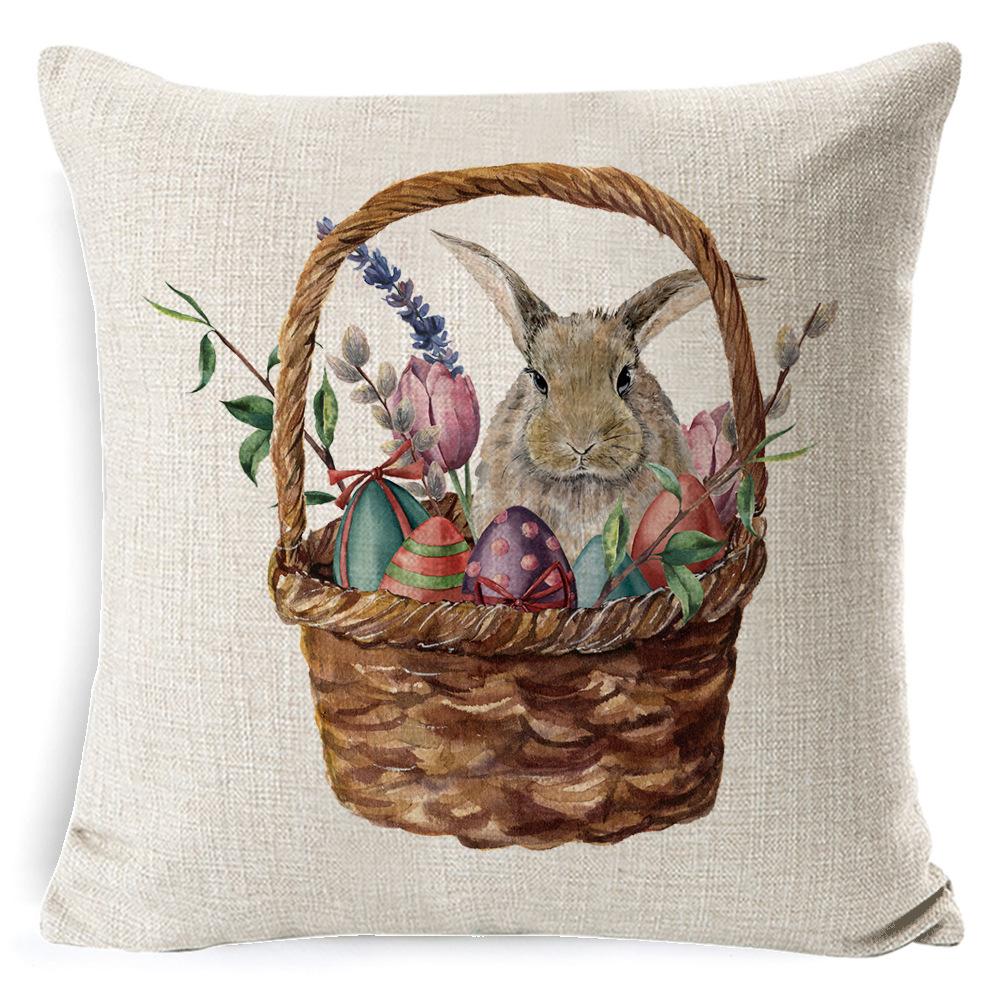 New Digital Printing Easter Theme Pillow Cover Cushion Cover Cute Bunny Truck Animal Pillow Cover