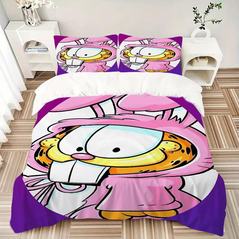 3pcs Garfield, Bunny Duvet Cover Set, 1 Duvet Cover + 2 Pillowcases (No Insert), High-Definition Print, Home & Dorm Set yy251208021