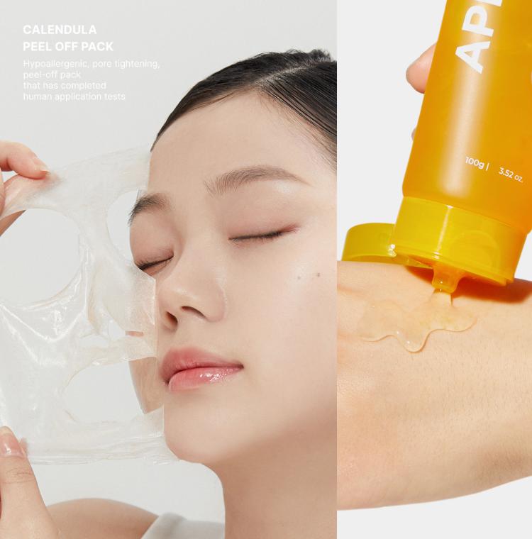 Aprilskin Calendula Peel-Off Pack 100g – Soothing & Pore Care (+Jelly Brush Gift)