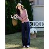 Women's V-Neck Faux Two-Piece Wool Blend Knit Cardigan