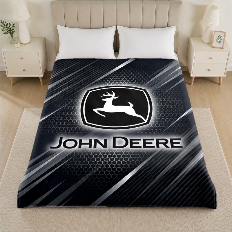 John Deere Print Flannel Blanket Cozy Lightweight Plush Throw Blanket For Bed Sofa Household Use