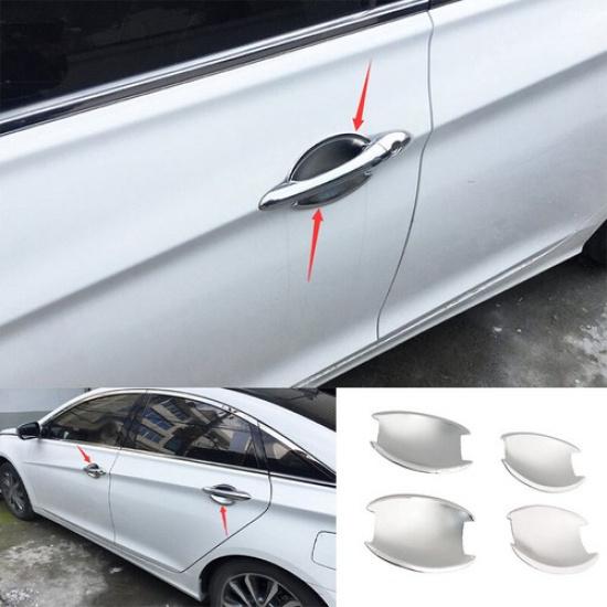 Style Chrome Outside Door Bowl Cup Cover Trim 4PCS For Hyundai Sonata 2011-2014