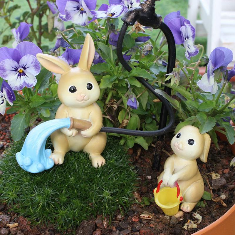 Bunny Statue Outdoor Resin Outside Animal Figures Spring Decorations For Home Patio Courtyard Yard Balcony Windowsill Bookshelve