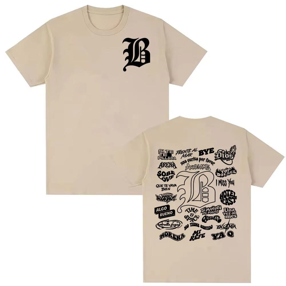 Rapper Beele Borondos Letter Print Mens Fashion Vintage Hiphop Trend 2026 Spring summer new Pure Cotton Tshirt y2k ins