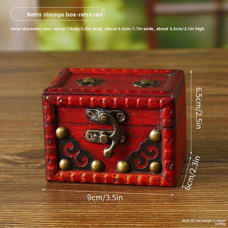 Vintage Wooden Jewelry Storage Box With Lid For Bedroom And Living Room Decor