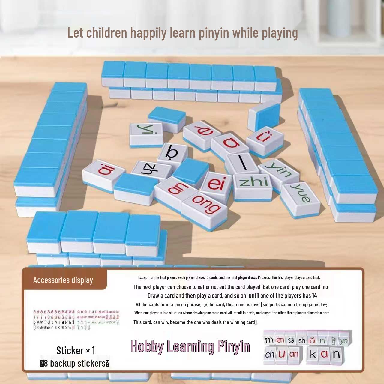 

Pinyin Mahjong Emoji Blocks: Educational Connect-the-Dots Board Game for Kids