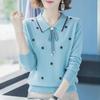 Elegant Mom Autumn Knit Sweater Middle Age Women Turn Down Collar Pullover Versatile Base Layer Top