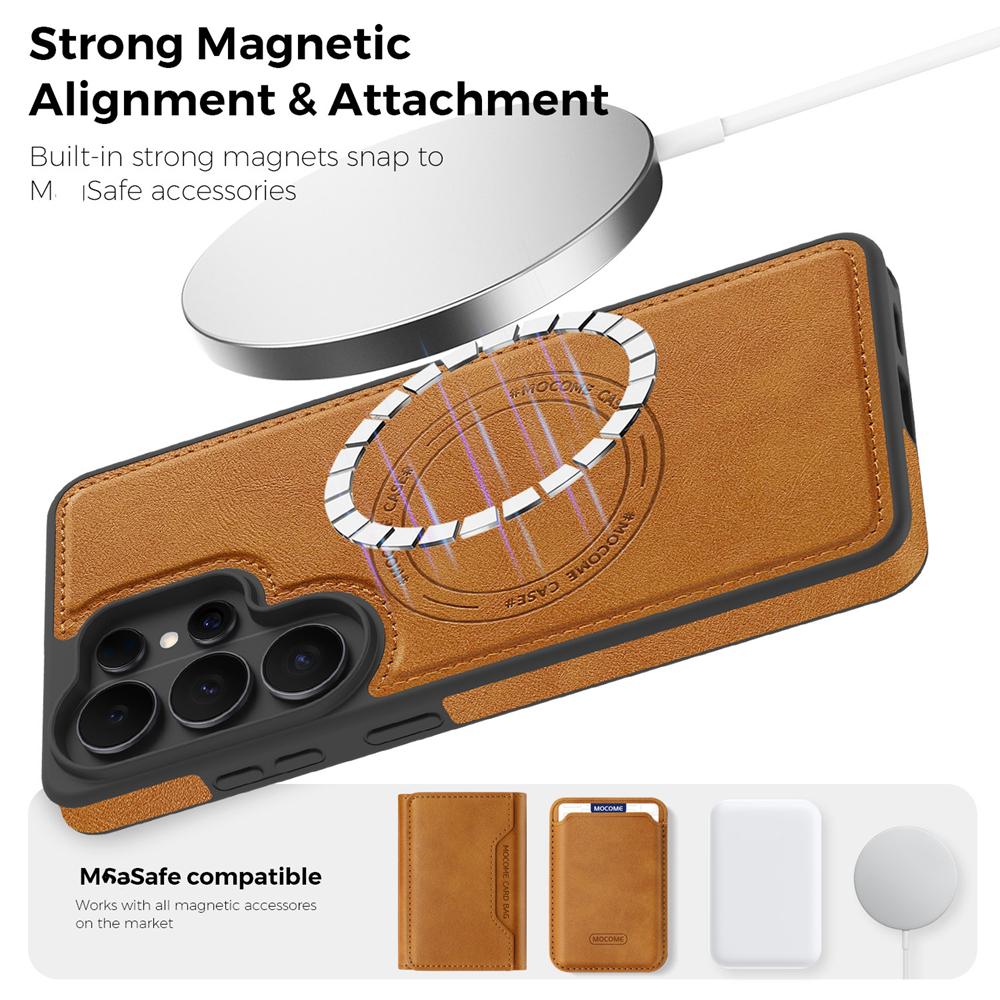 KEYSION Retro PU Leather Case for MagSafe for Samsung Galaxy S25 S26 Ultra 5G S26+ S25 FE Magnetic Shockproof Phone Cover