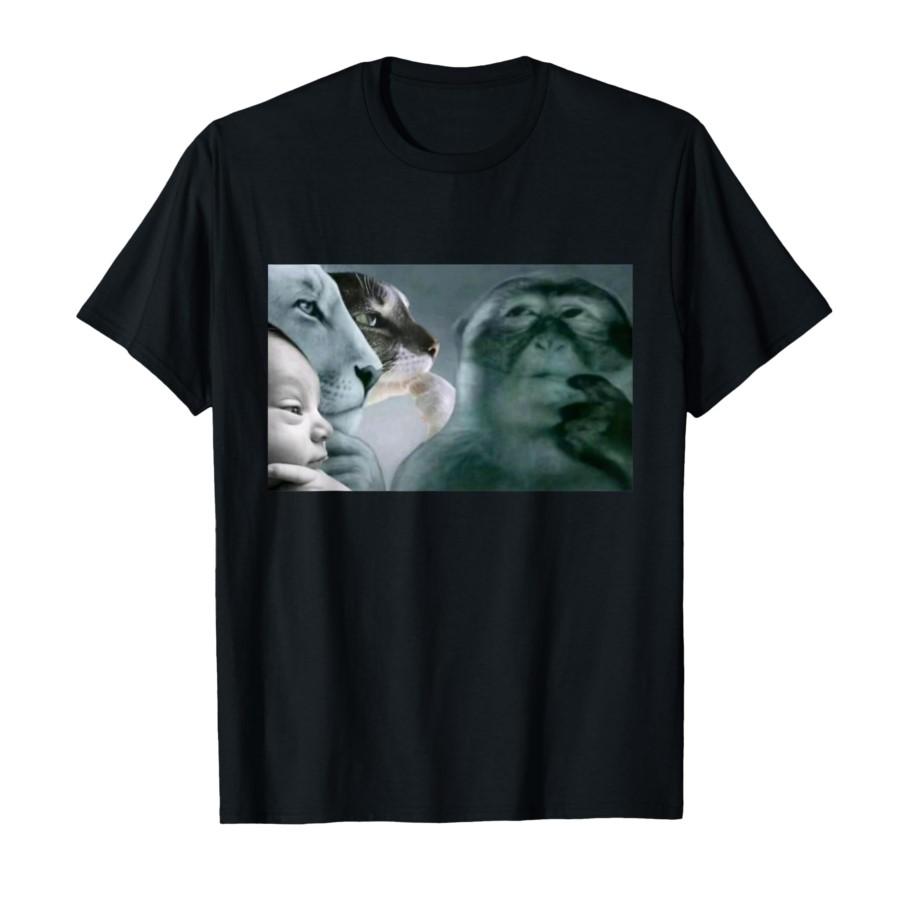 

Rage Bait Lion Thinking Monkey AI Baby Meme T-shirt For Men Women 100% Cotton T Shirts Short Sleeve Tops 0126-2 - Men s Summe... S разноцветный