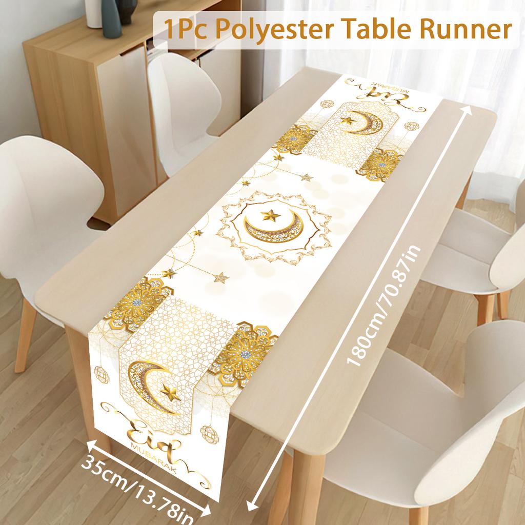 Ramadan Table Runner Eid Mubarak Polyester TableRunner Ramadan Decor for Home 2025 Ramadan Kareem Islamic Muslim Party Supplies